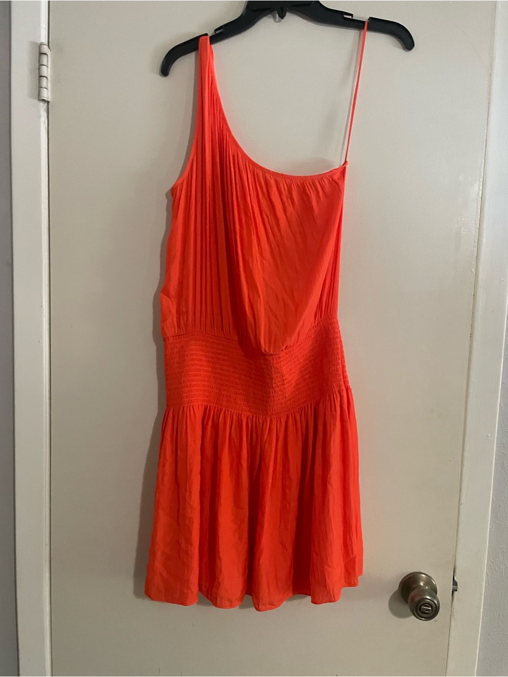 Ramy Brook One-Shoulder Bright Orange Slip Dress